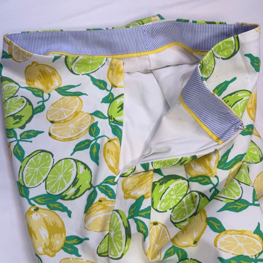 Talbots Lemon Lime Print A-Line Skirt Womens 6 NWT Cotton Stretch Summer Coastal - Picture 8 of 11